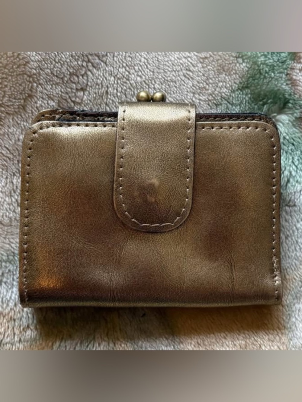 Patricia Nash Metallic Bronze Leather Snap Wallet